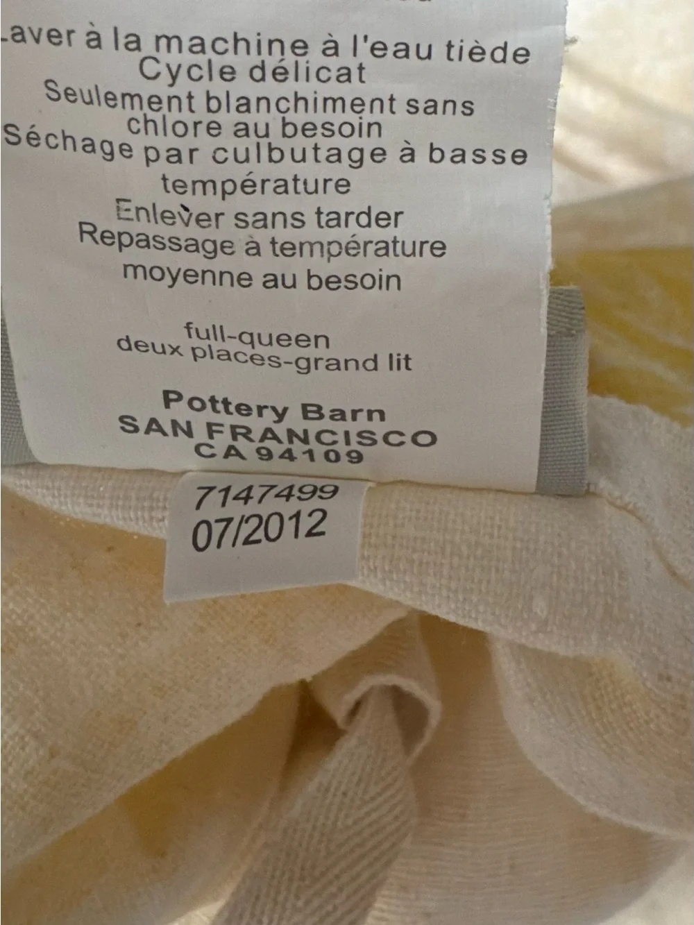 Pottery Barn Matine Toile Floral Queen Duvet Cover Botanical Linen Blend 55%
